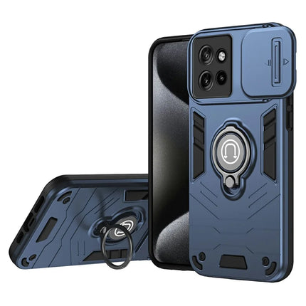 Phone Case For Motorola Edge 50 Neo 5G / Moto S50 5G / Thinkphone 25 5G PC+TPU Phone Cover with Slide Camshield Kickstand- Blue