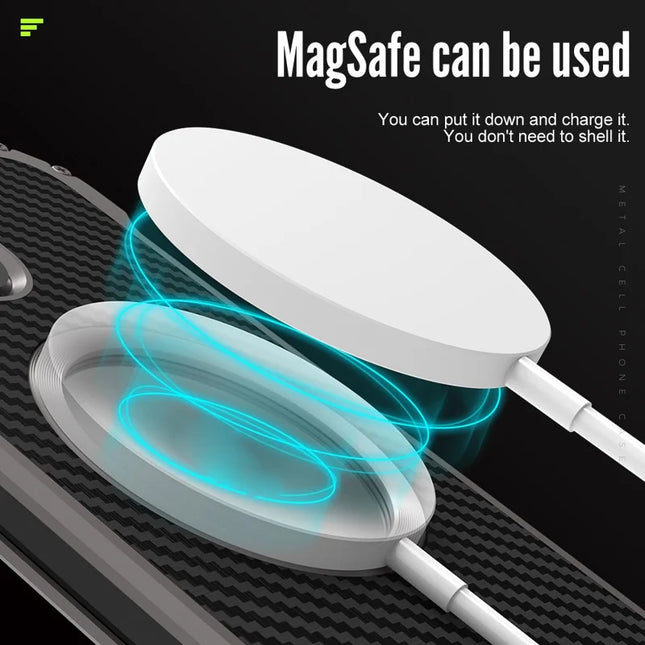 R-JUST RJ-51 For iPhone 16 Pro Max Case Compatible with MagSafe PC + Aluminum Alloy Hollow Cover