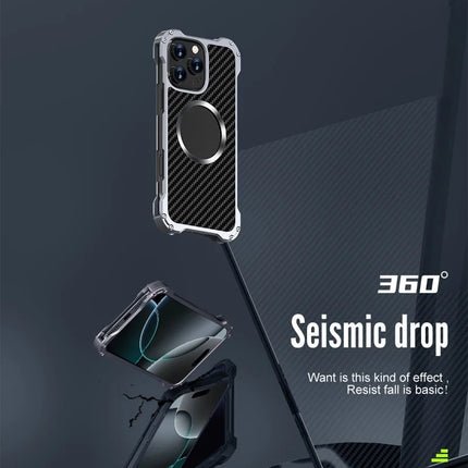 R-JUST RJ-51 For iPhone 16 Pro Case Compatible with MagSafe PC + Aluminum Alloy Hollow Cover
