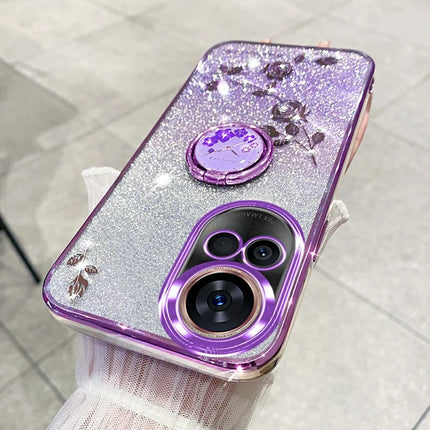 KADEM For Huawei nova 13 Case Ring Kickstand TPU Flowers Phone Cover Gradient Glitter