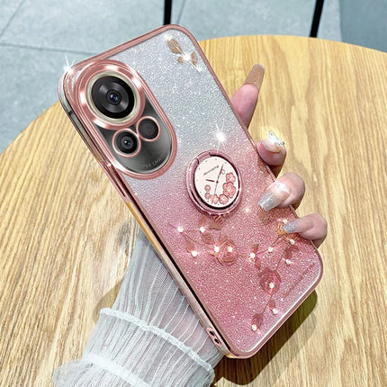 KADEM For Huawei nova 13 Case Ring Kickstand TPU Flowers Phone Cover Gradient Glitter - Rose Gold