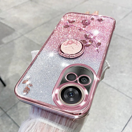 KADEM For Huawei nova 13 Case Ring Kickstand TPU Flowers Phone Cover Gradient Glitter