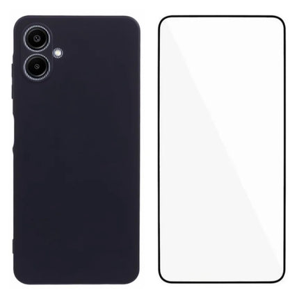 WANLONFENG RB2 Series for Samsung Galaxy A06 Case TPU Phone Cover with Screen Protector - Black