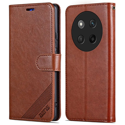 AZNS For Honor X60 Pro 5G Case Anti-Scratch PU Leather Stand Wallet Phone Cover - Brown
