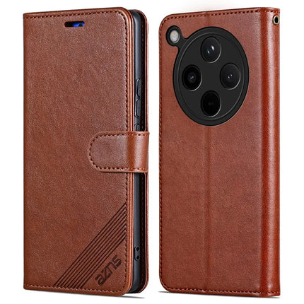 AZNS For Oppo Find X8 5G Case Anti-Scratch PU Leather Stand Wallet Phone Cover - Brown