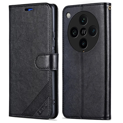 AZNS For Oppo Find X8 Pro 5G Case Anti-Scratch PU Leather Stand Wallet Phone Cover - Black