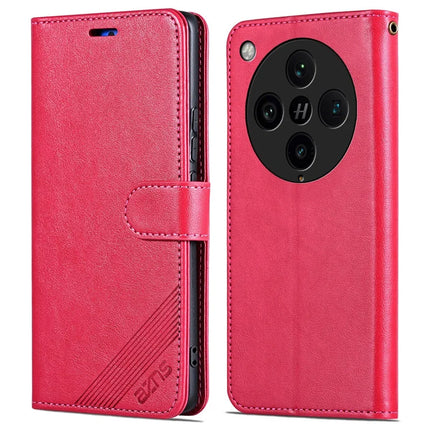 AZNS For Oppo Find X8 Pro 5G Case Anti-Scratch PU Leather Stand Wallet Phone Cover - Red