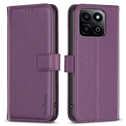 BINFEN COLOR BF17 For Honor X7c 4G / 200 Smart 5G Case Wallet Folio Flip Leather Cover - Dark Purple