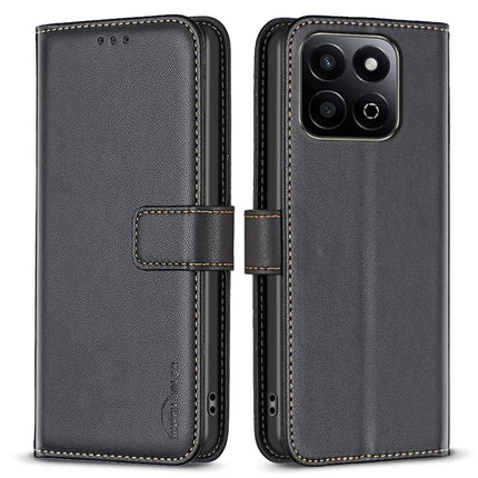 BINFEN COLOR BF17 For Honor X7c 4G / 200 Smart 5G Case Wallet Folio Flip Leather Cover - Black