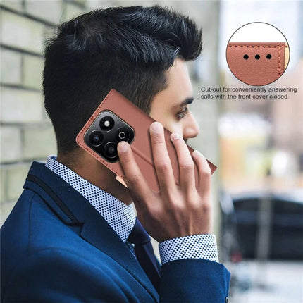 BINFEN COLOR BF33 for Honor X7c 4G / 200 Smart 5G Leather Case Splicing Color RFID Blocking