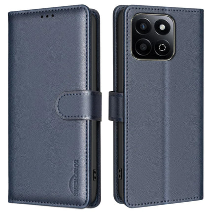 BINFEN COLOR BF32 For Honor X7c 4G / 200 Smart 5G Leather Case Wallet RFID Blocking Phone Cover - Blue