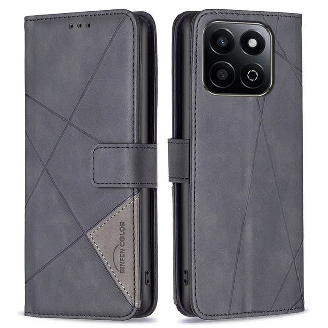 BINFEN COLOR BF05 For Honor X7c 4G / 200 Smart 5G Case Leather Phone Cover Wallet Stand - Black