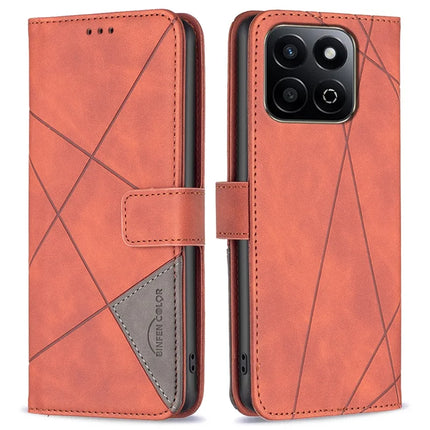 BINFEN COLOR BF05 For Honor X7c 4G / 200 Smart 5G Case Leather Phone Cover Wallet Stand - Brown