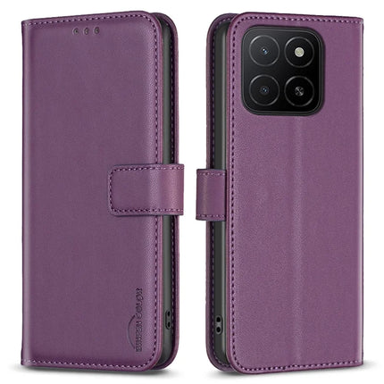 BINFEN COLOR BF17 For Honor X5b Case Wallet Folio Flip Leather Cover - Dark Purple