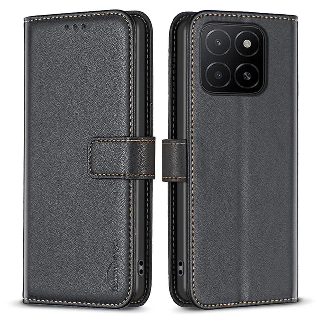 BINFEN COLOR BF17 For Honor X5b Case Wallet Folio Flip Leather Cover - Black