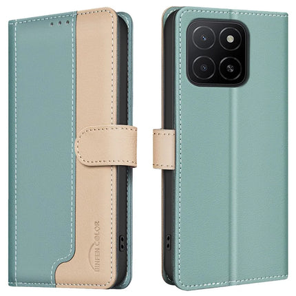 BINFEN COLOR BF33 for Honor X5b Leather Case Splicing Color RFID Blocking - Green