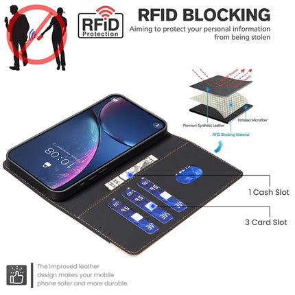 BINFEN COLOR BF33 for Honor X5b Leather Case Splicing Color RFID Blocking