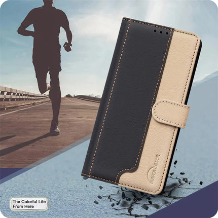 BINFEN COLOR BF33 for Honor X5b Leather Case Splicing Color RFID Blocking