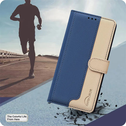 BINFEN COLOR BF33 for Honor X5b Leather Case Splicing Color RFID Blocking