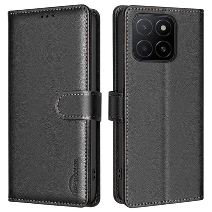 BINFEN COLOR BF32 For Honor X5b Leather Case Wallet RFID Blocking Phone Cover - Black