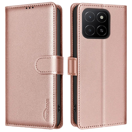 BINFEN COLOR BF32 For Honor X5b Leather Case Wallet RFID Blocking Phone Cover - Rose Gold