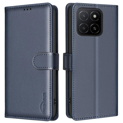 BINFEN COLOR BF32 For Honor X5b Leather Case Wallet RFID Blocking Phone Cover - Blue