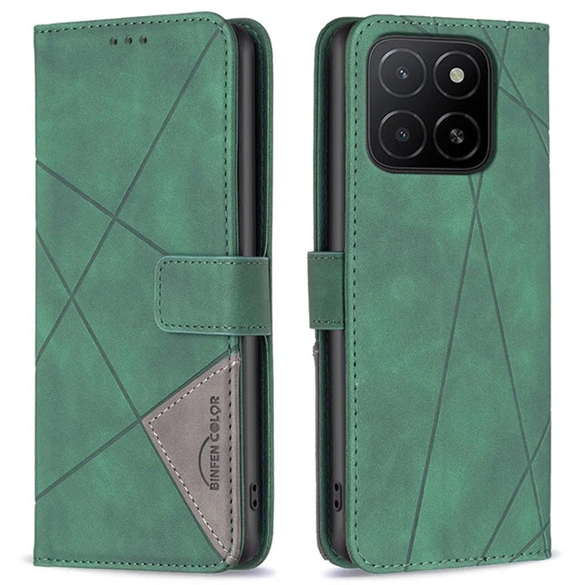 BINFEN COLOR BF05 For Honor X5b Case Leather Phone Cover Wallet Stand - Green