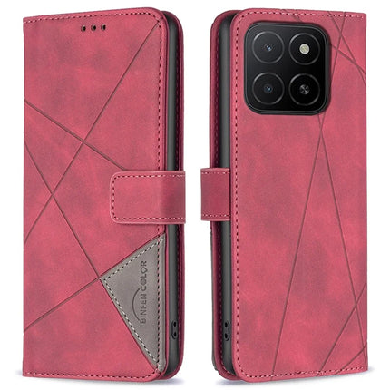 BINFEN COLOR BF05 For Honor X5b Case Leather Phone Cover Wallet Stand - Red