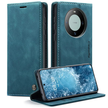 For Huawei Mate 60 Case CASEME 013 Series Card Holder Stand Leather Phone Cover - Blue