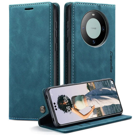For Huawei Mate 60 Pro+ / Huawei Mate 60 Pro Case CASEME 013 Series Card Holder Stand Leather Phone Cover - Blue