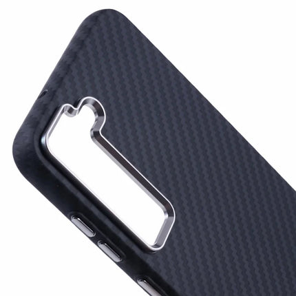 For Samsung Galaxy S23 Case Compatible with MagSafe Carbon Fiber Texture Water-Transfer PC Phone Cover