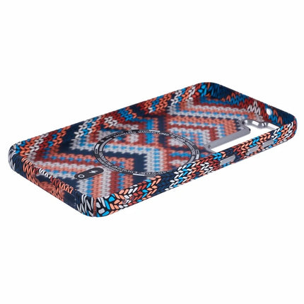 For Samsung Galaxy S23 Case Compatible with MagSafe Carbon Fiber Texture Water-Transfer PC Phone Cover