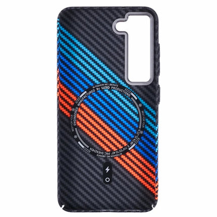 For Samsung Galaxy S23 Case Compatible with MagSafe Carbon Fiber Texture Water-Transfer PC Phone Cover