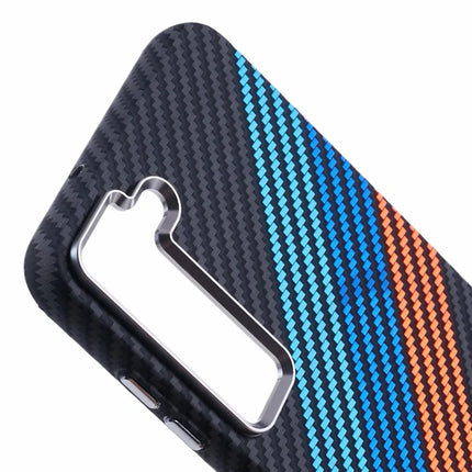 For Samsung Galaxy S23 Case Compatible with MagSafe Carbon Fiber Texture Water-Transfer PC Phone Cover