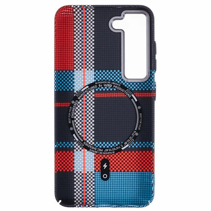 For Samsung Galaxy S23 Case Compatible with MagSafe Carbon Fiber Texture Water-Transfer PC Phone Cover