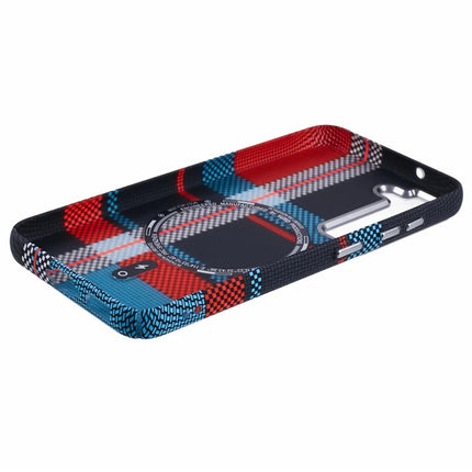 For Samsung Galaxy S23 Case Compatible with MagSafe Carbon Fiber Texture Water-Transfer PC Phone Cover