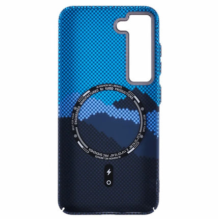 For Samsung Galaxy S23 Case Compatible with MagSafe Carbon Fiber Texture Water-Transfer PC Phone Cover