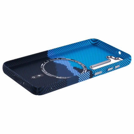 For Samsung Galaxy S23 Case Compatible with MagSafe Carbon Fiber Texture Water-Transfer PC Phone Cover