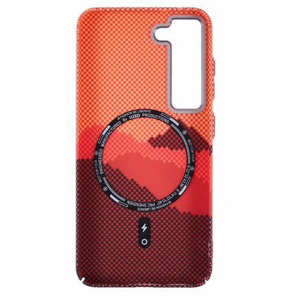 For Samsung Galaxy S23 Case Compatible with MagSafe Carbon Fiber Texture Water-Transfer PC Phone Cover