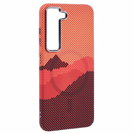 For Samsung Galaxy S23 Case Compatible with MagSafe Carbon Fiber Texture Water-Transfer PC Phone Cover