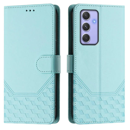 For Samsung Galaxy A54 5G Case Imprinted Honeycomb RFID Blocking Leather Phone Cover with Strap