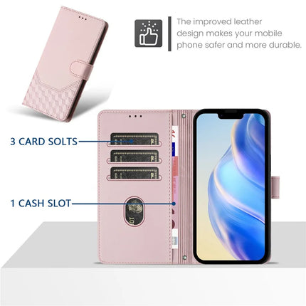 For Samsung Galaxy A54 5G Case Imprinted Honeycomb RFID Blocking Leather Phone Cover with Strap