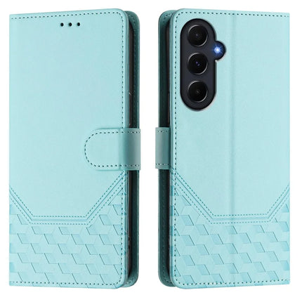 For Samsung Galaxy A55 5G Case Imprinted Honeycomb RFID Blocking Leather Phone Cover with Strap