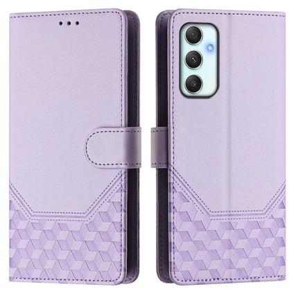 For Samsung Galaxy A34 5G Case Imprinted Honeycomb RFID Blocking Leather Phone Cover with Strap