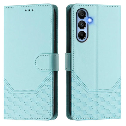 For Samsung Galaxy A06 Case Imprinted Honeycomb RFID Blocking Leather Phone Cover with Strap