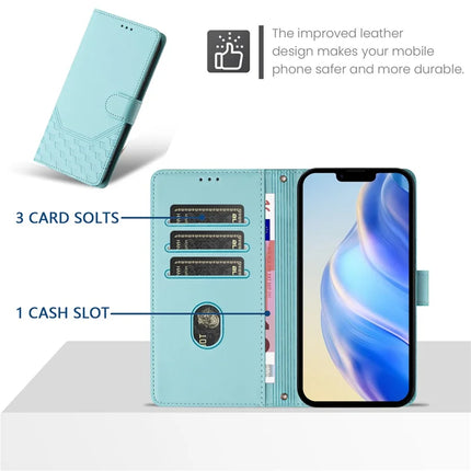 For Samsung Galaxy A06 Case Imprinted Honeycomb RFID Blocking Leather Phone Cover with Strap