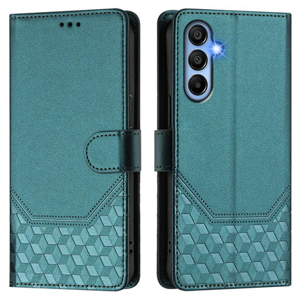 For Samsung Galaxy A06 Case Imprinted Honeycomb RFID Blocking Leather Phone Cover with Strap