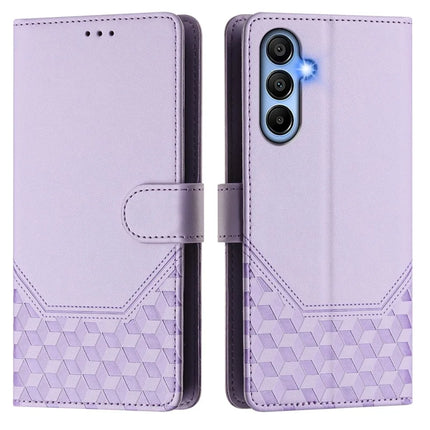 For Samsung Galaxy A06 Case Imprinted Honeycomb RFID Blocking Leather Phone Cover with Strap