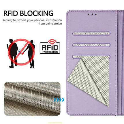 For Samsung Galaxy A06 Case Imprinted Honeycomb RFID Blocking Leather Phone Cover with Strap
