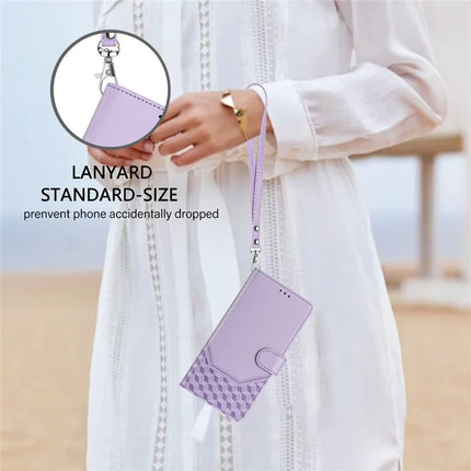 For Samsung Galaxy A06 Case Imprinted Honeycomb RFID Blocking Leather Phone Cover with Strap